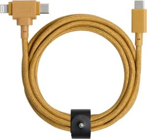 Kabel USB Native Union USB-C - USB-C + Lightning 1.5 m Żółty (BELT-CCL-KFT-NP) 1