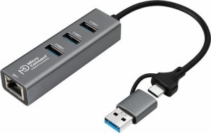 HUB USB MicroConnect Microconnect USBHUB-RJ45-2IN1 huby i koncentratory USB 3.2 Gen 1 (3.1 Gen 1) Type-A 5000 Mbit/s Czarny 1