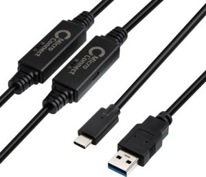 Kabel USB MicroConnect USB-C - USB-A 10 m Czarny (USB3.1CA10AMP) 1