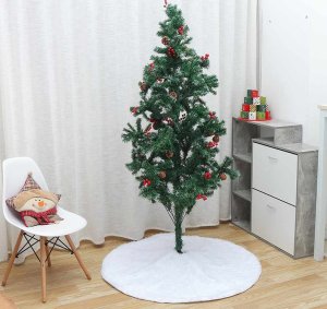 Verk Dywanik pod choinkę na święta mata futerko biały okrągły 90cm okrągły Dywanik pod choinkę na święta mata futerko biały okrągły 90cm okrągły 5