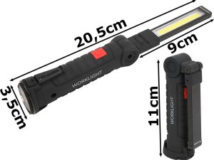 Verk Lampa latarka warsztatowa z magnesem + hak składana do warsztatu usb 5w1 Lampa latarka warsztatowa z magnesem + hak składana do warsztatu usb 5w1 3
