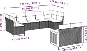 vidaXL 9-cz. zestaw wypoczynkowy do ogrodu, z poduszkami, czarny 3