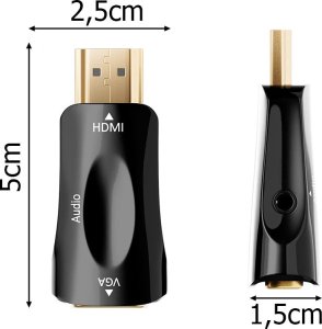 Adapter AV Verk Konwerter adapter z hdmi na vga d-sub audio dźwięk mini jack Konwerter adapter z hdmi na vga d-sub audio dźwięk mini jack 4