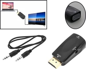 Adapter AV Verk Konwerter adapter z hdmi na vga d-sub audio dźwięk mini jack Konwerter adapter z hdmi na vga d-sub audio dźwięk mini jack 7