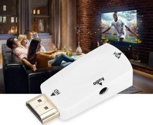 Adapter AV Verk Konwerter adapter z hdmi na vga d-sub audio dźwięk mini jack Konwerter adapter z hdmi na vga d-sub audio dźwięk mini jack 8