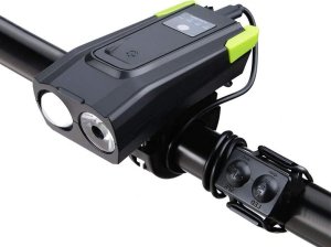 Verk Mocna lampka rowerowa przednia tylna led głośny dzwonek akumulator 2w1 Mocna lampka rowerowa przednia tylna led głośny dzwonek akumulator 2w1 2