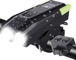 Verk Mocna lampka rowerowa przednia tylna led głośny dzwonek akumulator 2w1 Mocna lampka rowerowa przednia tylna led głośny dzwonek akumulator 2w1 5