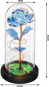 Verk Wieczna róża w szkle prezent led świecąca niebieska szklana na dzień kobiet Wieczna róża w szkle prezent led świecąca niebieska szklana na dzień kobiet 10