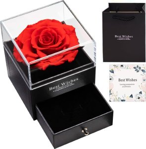 Verk Group Wieczna róża w pudełku prezent szkatułka szufladka na naszyjnik biżuterię Wieczna róża w pudełku prezent szkatułka szufladka na naszyjnik biżuterię 1