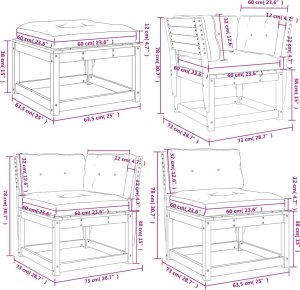 vidaXL 8-cz. zestaw mebli ogrodowych z poduszkami, woskowy brąz, sosna 11