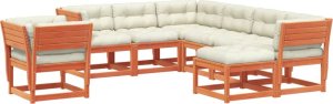 vidaXL 8-cz. zestaw mebli ogrodowych z poduszkami, woskowy brąz, sosna 2