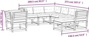 vidaXL 8-cz. zestaw mebli ogrodowych z poduszkami, woskowy brąz, sosna 10