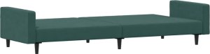 vidaXL 2-os. kanapa rozkładana z podnóżkiem, ciemnozielona, aksamitna 5