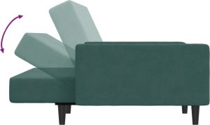 vidaXL 2-os. kanapa rozkładana z podnóżkiem, ciemnozielona, aksamitna 6