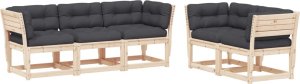 vidaXL 5-cz. zestaw kanap ogrodowych z poduszkami, lite drewno sosnowe 2