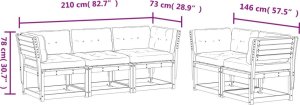 vidaXL 5-cz. zestaw kanap ogrodowych z poduszkami, lite drewno sosnowe 9