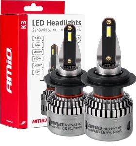 AMiO Żarówki samochodowe led seria k3 h7/h18 12v 6000k canbus amio-03683 1