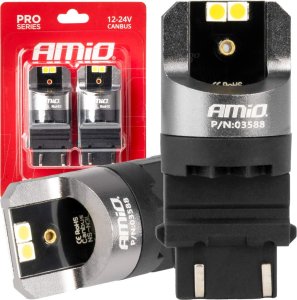 AMiO Żarówki led canbus pro series 3157 p27/7w 4x3030 smd white 12/24v amio-03588 1