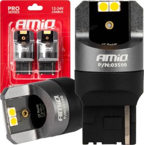 AMiO Żarówki led canbus pro wy21w 4x3030 smd pomarańczowe 12v 24v amio-03590 1