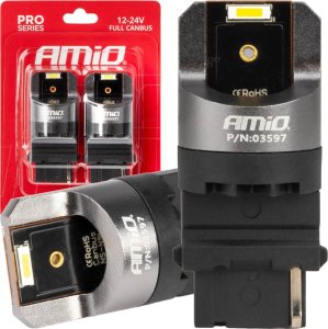 AMiO Żarówki led full canbus pro series p27w t25 2x1860smd białe 12v 24v amio-03597 1