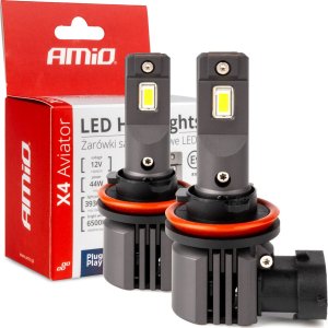 AMiO Żarówki samochodowe led seria x4 aviator h8 h9 h11 h16 6500k canbus amio-03765 1