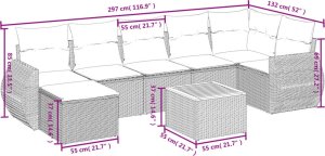 vidaXL 8-cz. zestaw mebli ogrodowych z poduszkami, szary, polirattan 9