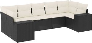 vidaXL 7-cz. zestaw wypoczynkowy do ogrodu, z poduszkami, czarny 2