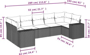 vidaXL 7-cz. zestaw wypoczynkowy do ogrodu, z poduszkami, czarny 7