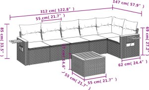 vidaXL 7-cz. zestaw wypoczynkowy do ogrodu, z poduszkami, czarny 9