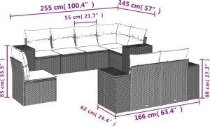 vidaXL 8-cz. zestaw mebli ogrodowych z poduszkami, beżowy, polirattan 7
