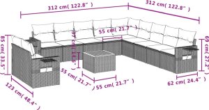 vidaXL 12-cz. zestaw mebli do ogrodu, z poduszkami, czarny, polirattan 9