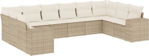 vidaXL 10-cz. zestaw mebli ogrodowych z poduszkami, beżowy, polirattan 2