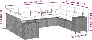 vidaXL 9-cz. zestaw mebli ogrodowych z poduszkami, beżowy, polirattan 7