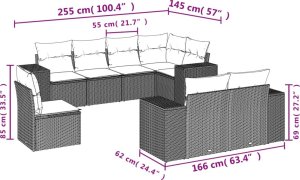 vidaXL 8-cz. zestaw wypoczynkowy do ogrodu, z poduszkami, czarny 7