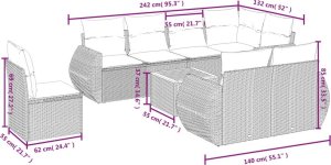 vidaXL 9-cz. zestaw mebli ogrodowych z poduszkami, szary, polirattan 8