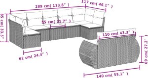vidaXL 9-cz. zestaw wypoczynkowy do ogrodu, z poduszkami, czarny 7