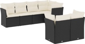 vidaXL 7-cz. zestaw wypoczynkowy do ogrodu, z poduszkami, czarny 2