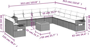 vidaXL 12-cz. zestaw mebli do ogrodu, z poduszkami, czarny, polirattan 9