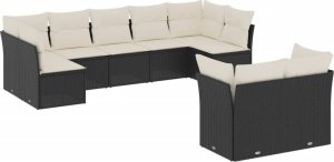 vidaXL 9-cz. zestaw wypoczynkowy do ogrodu, z poduszkami, czarny 2