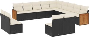 vidaXL 13-cz. zestaw mebli do ogrodu, poduszki, czarny, rattan PE 2