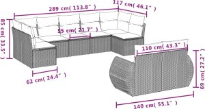 vidaXL 9-cz. zestaw mebli ogrodowych z poduszkami, szary, polirattan 7