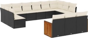 vidaXL 13-cz. zestaw mebli do ogrodu, poduszki, czarny, rattan PE 2