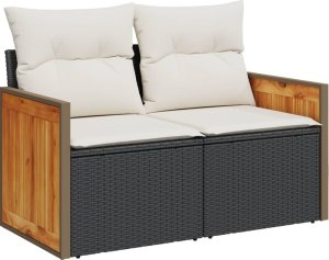vidaXL 13-cz. zestaw mebli do ogrodu, poduszki, czarny, rattan PE 3