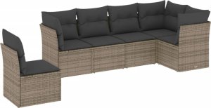 vidaXL 6-cz. zestaw mebli ogrodowych z poduszkami, szary, polirattan 2