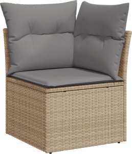 vidaXL 8-cz. zestaw mebli ogrodowych z poduszkami, beżowy, polirattan 4