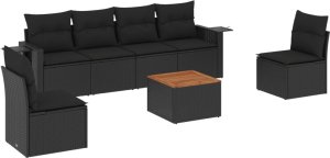 vidaXL 7-cz. zestaw wypoczynkowy do ogrodu, z poduszkami, czarny 2