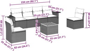 vidaXL 7-cz. zestaw wypoczynkowy do ogrodu, z poduszkami, czarny 8
