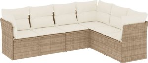 vidaXL 6-cz. zestaw mebli ogrodowych z poduszkami, beżowy, polirattan 2