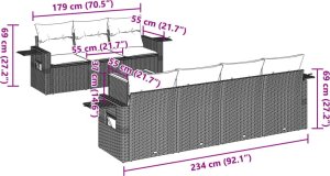 vidaXL 8-cz. zestaw wypoczynkowy do ogrodu, z poduszkami, czarny 8