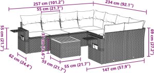 vidaXL 9-cz. zestaw mebli ogrodowych z poduszkami, szary, polirattan 8